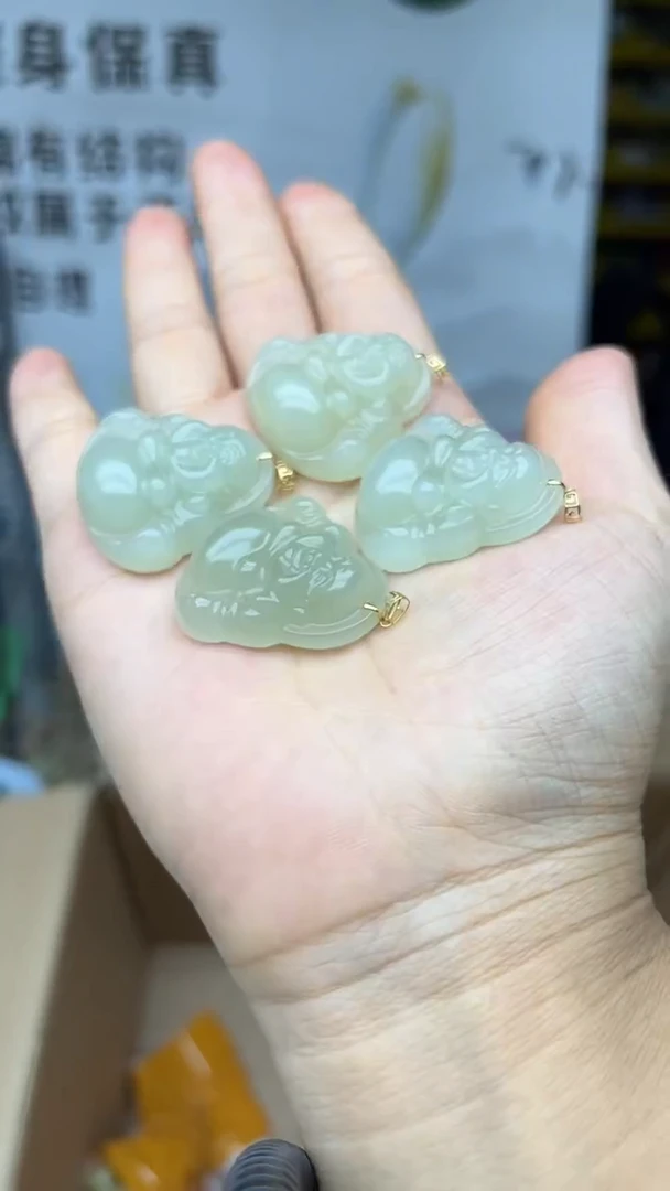 和田玉18K金镶嵌颈饰多样性发货拍一发一