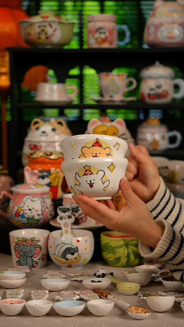 陶瓷无盖款景德镇高温釉下彩纯手绘创意瓷