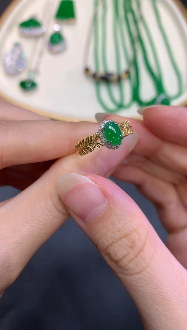 翡翠戒指18K金镶嵌W476|2380