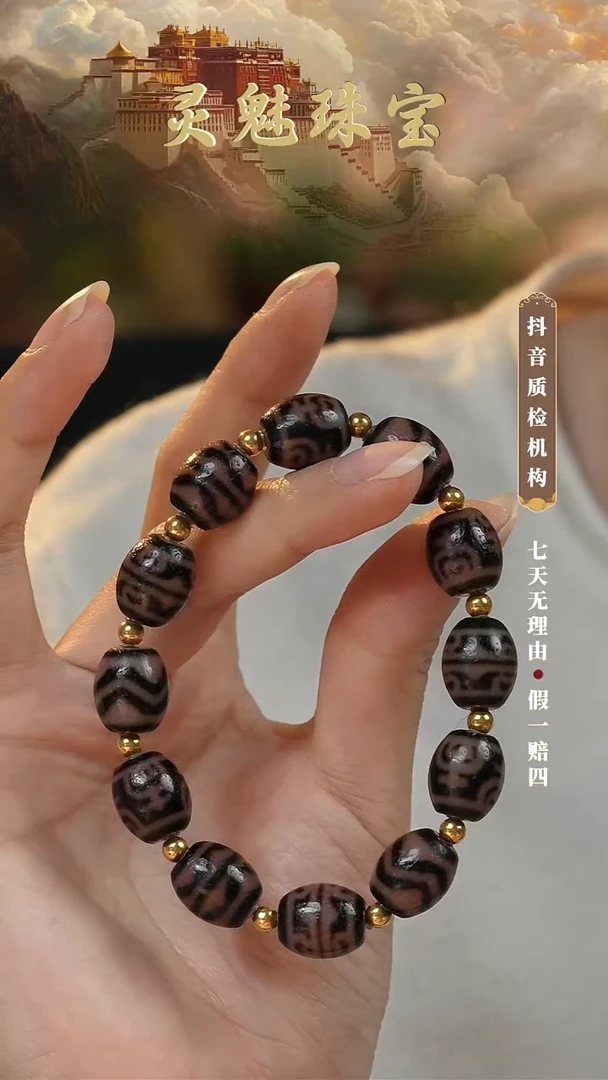 玛瑙/玉髓（覆膜）颈饰18K金镶嵌手串