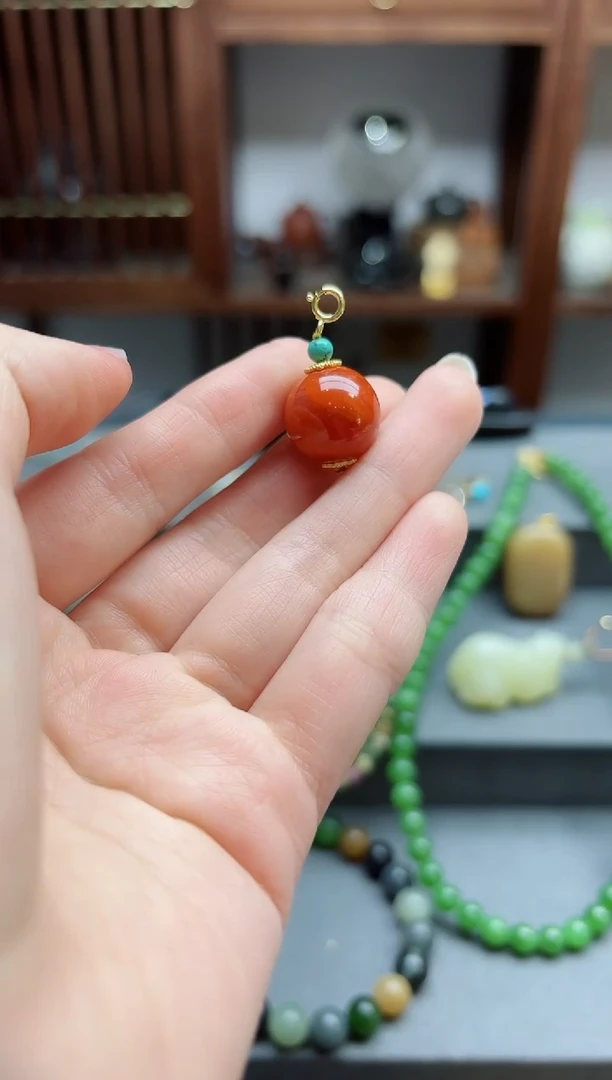 【闪购商品】南红玛瑙吊坠未镶嵌南红单珠吊坠 DN赠链多样性发其一