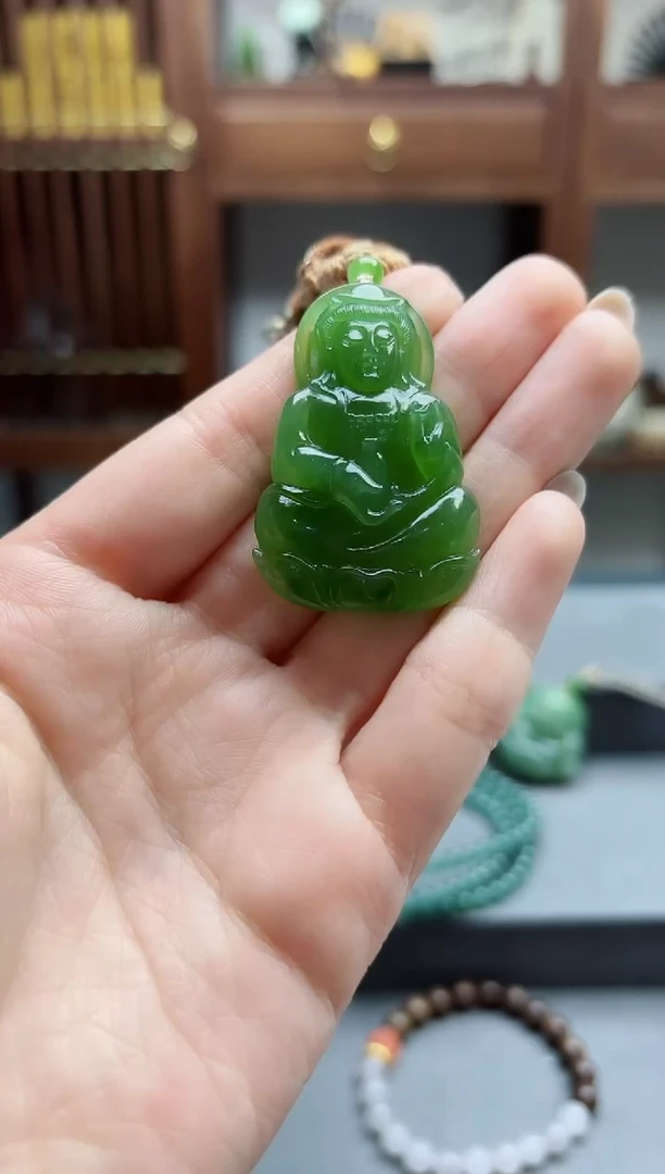 【闪购商品】和田玉吊坠未镶嵌碧玉观音吊坠 XEZB