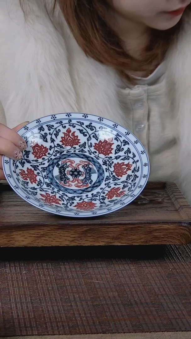 【闪购商品】折葵非器手工手绘青花釉里红缠枝壶承