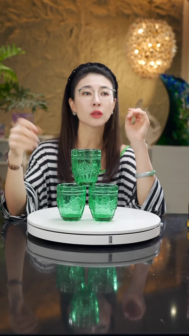 手工艺品琉璃福利绿色水杯一套8只