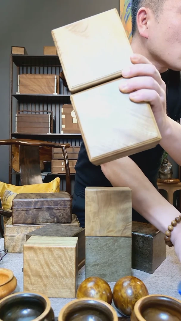 金丝楠金丝楠木灯草线天地盖首饰盒