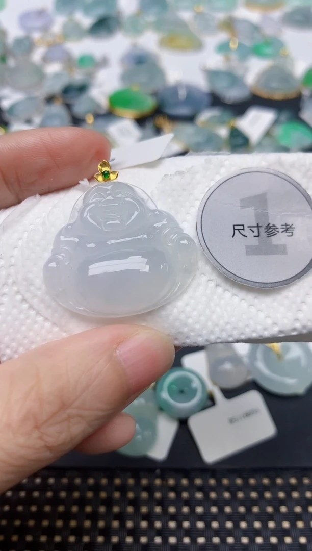 颈饰18K金镶嵌翡翠天然缅甸A货翡翠