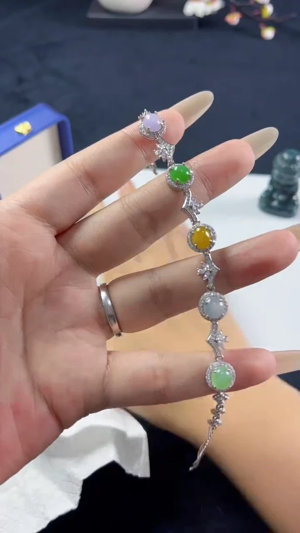 银S925镶嵌手链翡翠翡翠手链