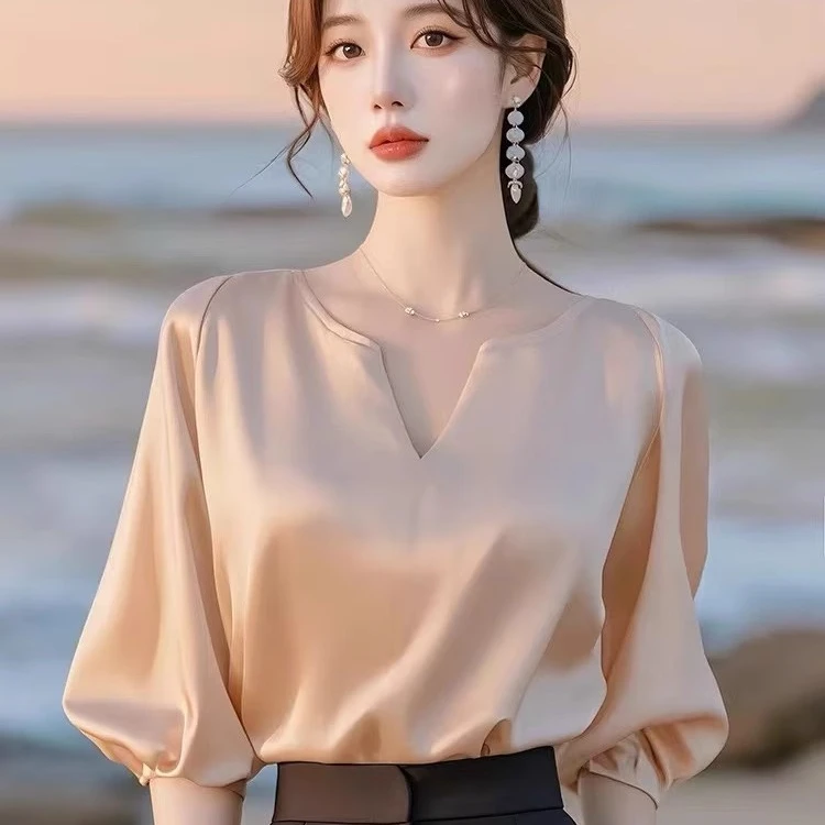 缎面短袖衬衫女2025新款夏季气质小衫高级感独特别致真时尚丝上衣