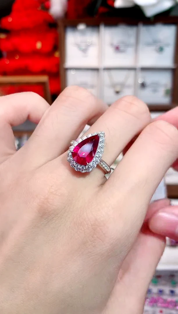 18K金镶嵌戒指碧玺3.73ct/天然宝石/七天无理由