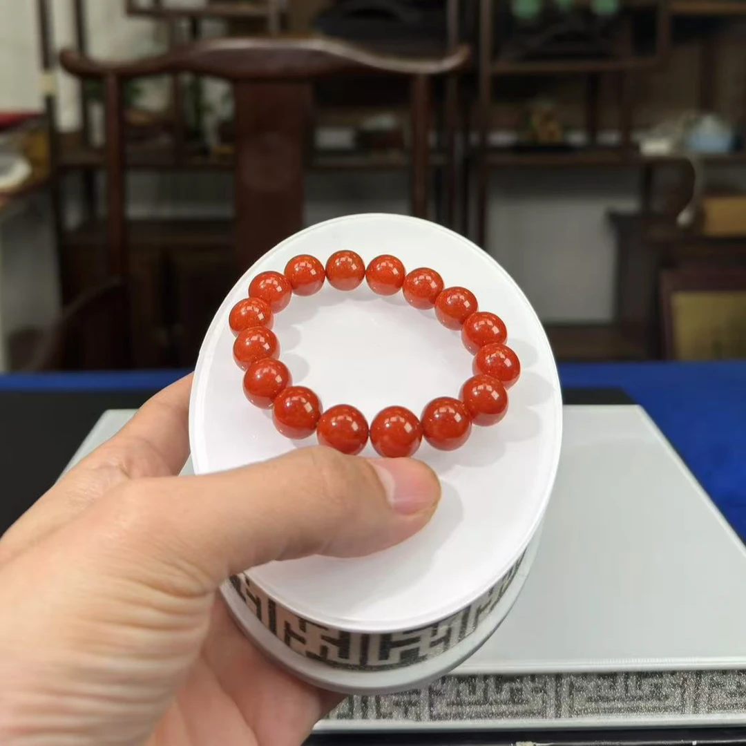 翡翠A货时尚气质素圈百搭轻奢满红手串XLJML02513