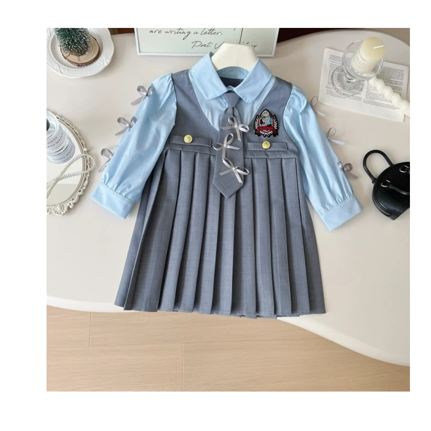 【119】秋季新款韩版设计师款连衣裙百搭女童学院风连衣裙Q67331