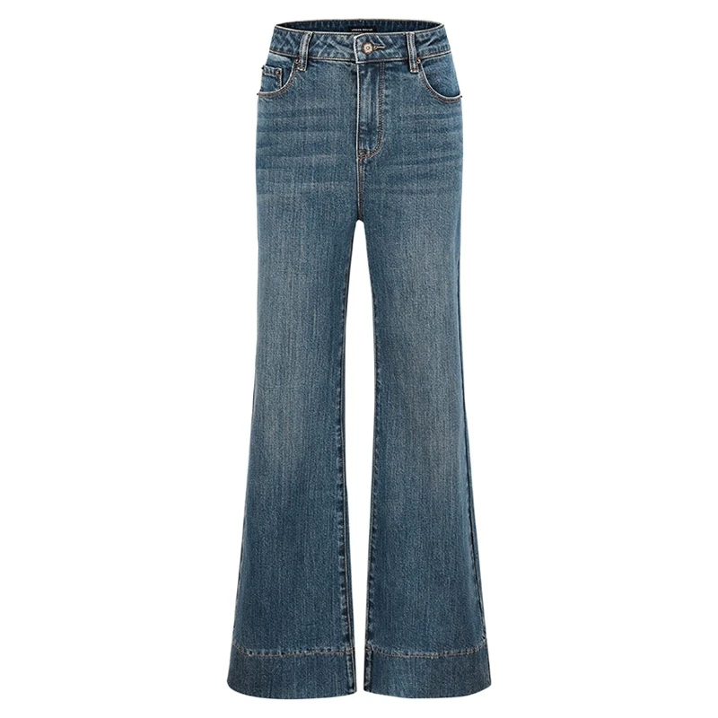 UR女装复古猫须水洗直筒牛仔长裤UWM840107