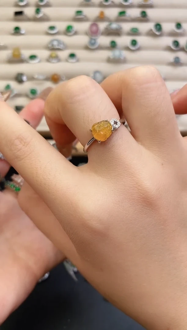 银S925镶嵌戒指翡翠0