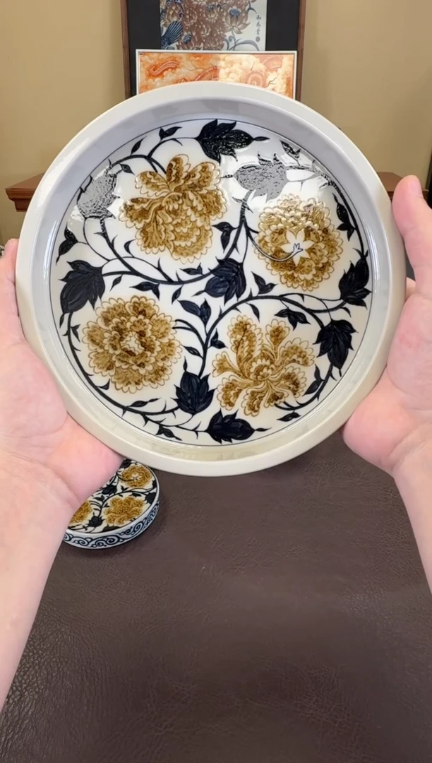 二号釉牡丹纹壶承