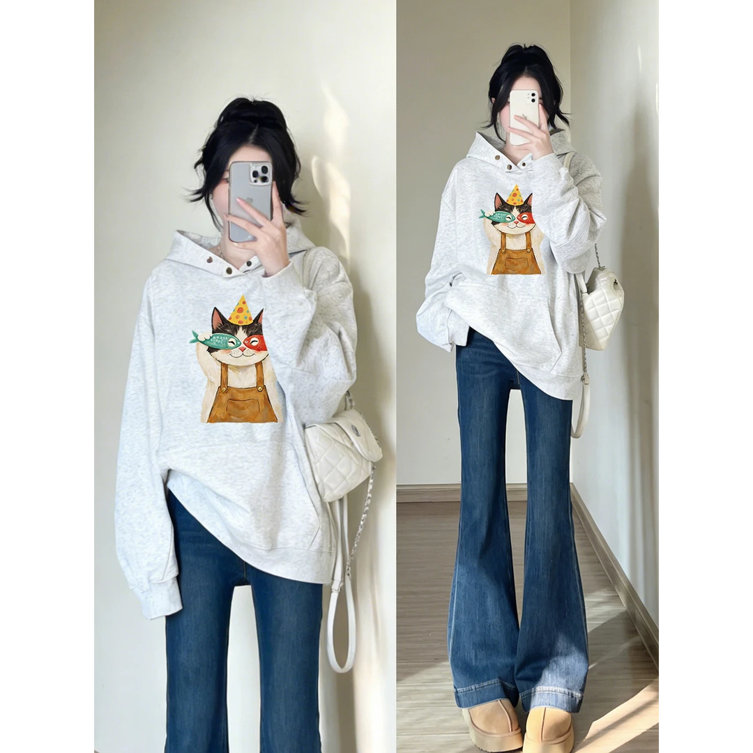 2026新款加绒连帽卫衣女百搭显瘦加厚保暖大码胖mm套头上衣外套