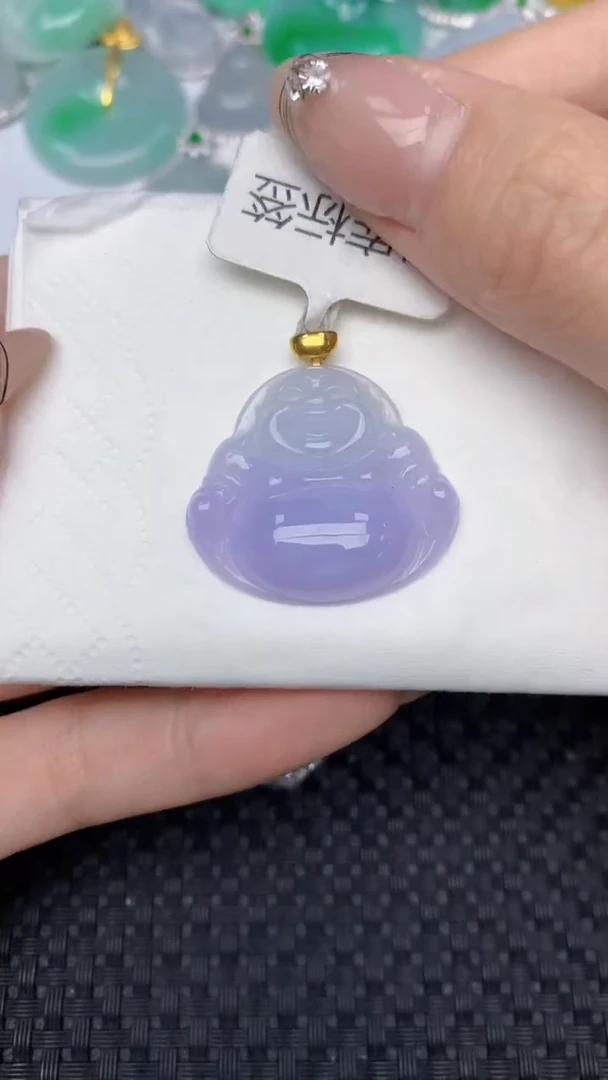 颈饰18K金镶嵌翡翠天然缅甸翡翠a货百元以上9元证书费自理