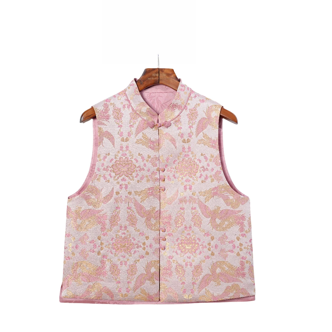 【司瑶】桑蚕丝宋锦马夹中式印花中国风复古提花马甲F25126