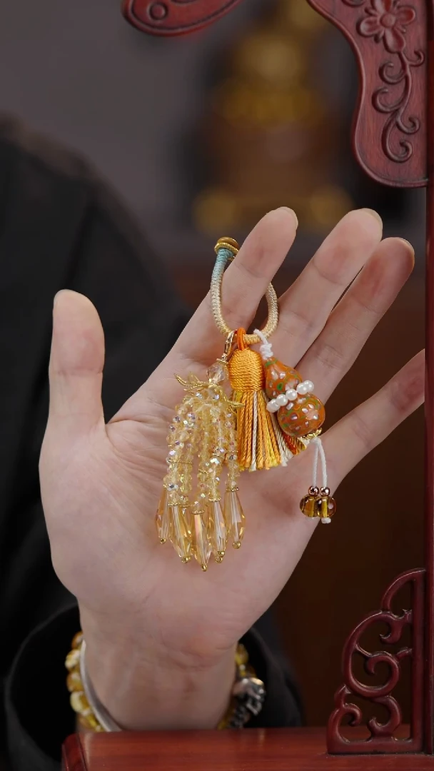 橙色钥匙挂件车挂件定制大漆葫芦