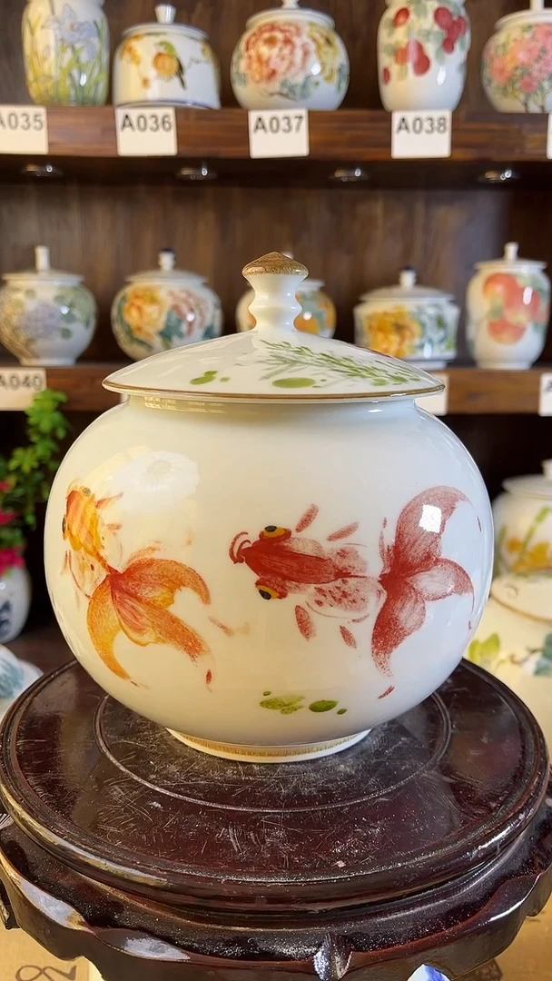 【闪购商品】纯手工手绘金玉满堂储物罐