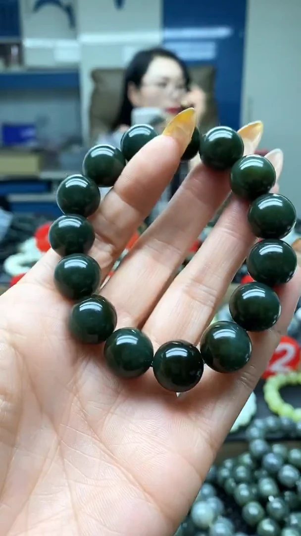 未镶嵌手串和田玉且末蓝14飘糖