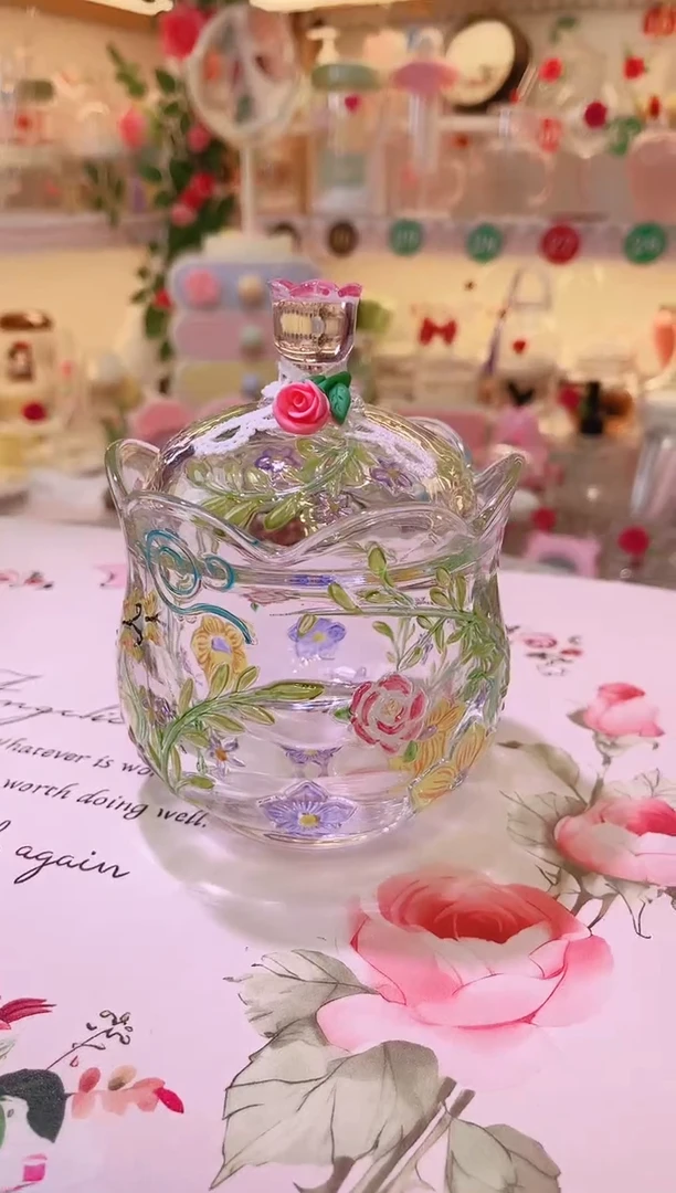 其他品质好发货快放心拍！手绘浮雕蔓藤花收纳罐