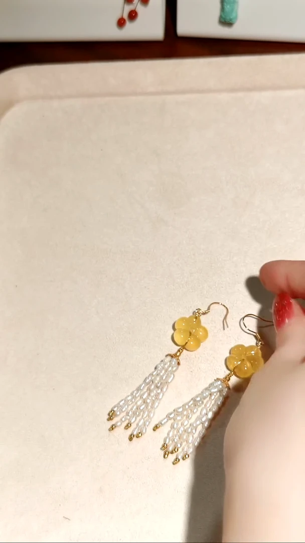 银S925镶嵌耳环淡水珍珠咖*咖耳环