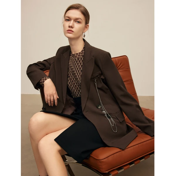 【羊羊专属】纯色西装秋冬绵羊毛混纺气质外套Y430630