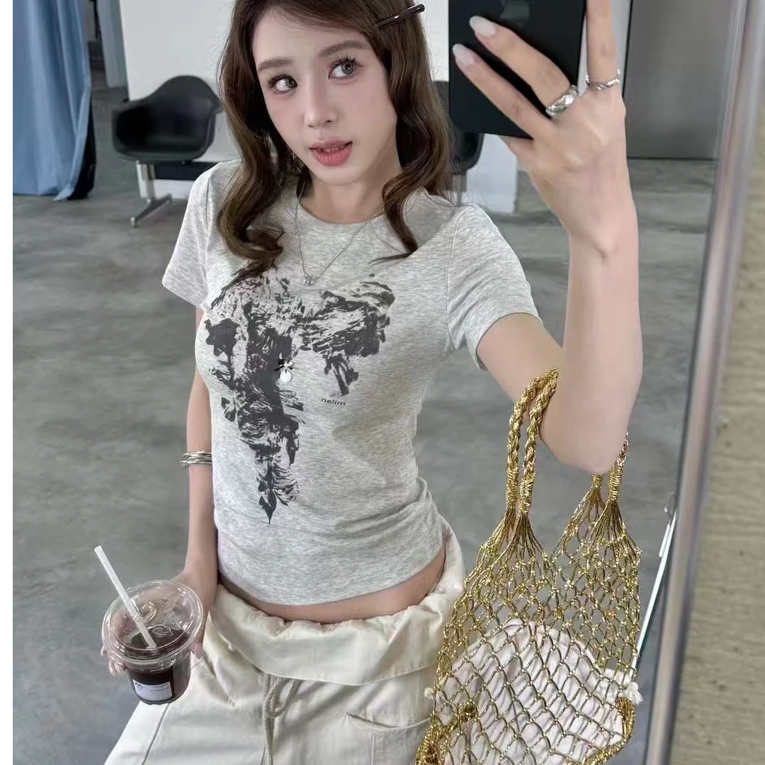 N+ 定制 2721【精品女装 XY】爱心印花小版T显瘦时尚百搭休闲短款