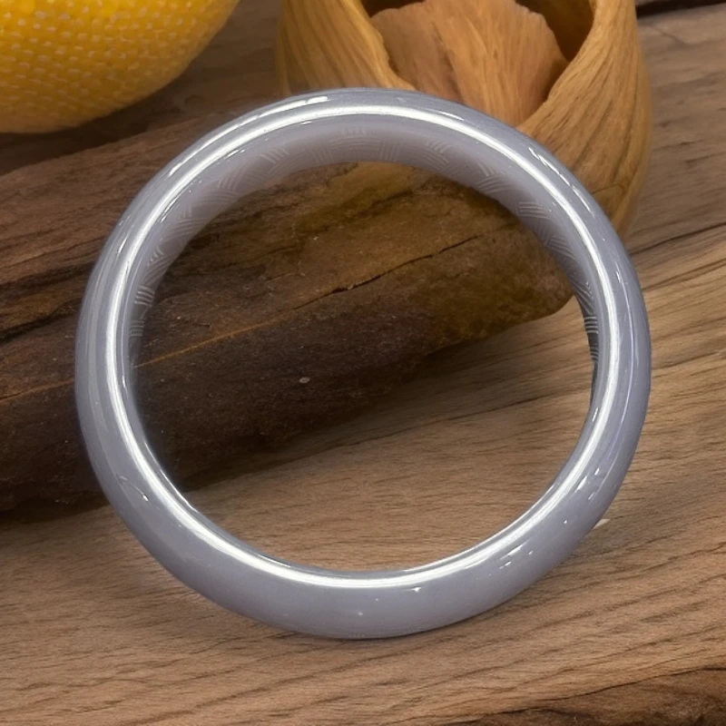 天然和田玉 冰烟紫正圈手镯 A0113