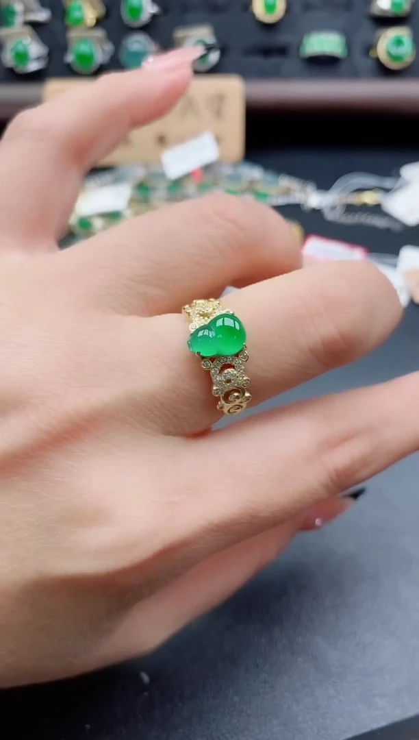 银S925镶嵌戒指翡翠1