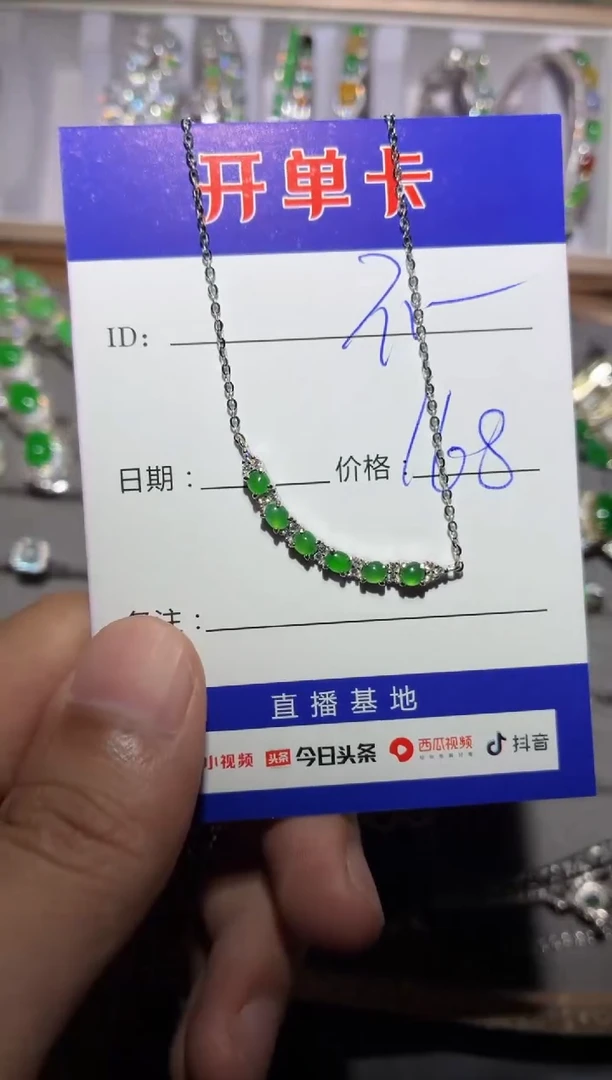 颈饰银S925镶嵌翡翠不* 定向 不点