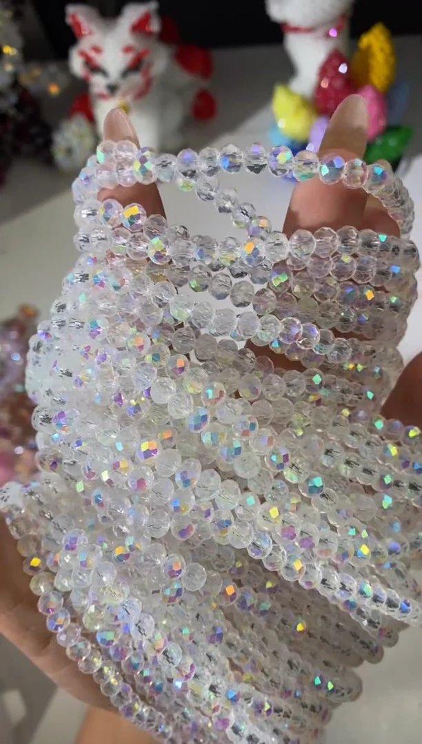 玻璃0950卡6水晶扁10条进口彩白色