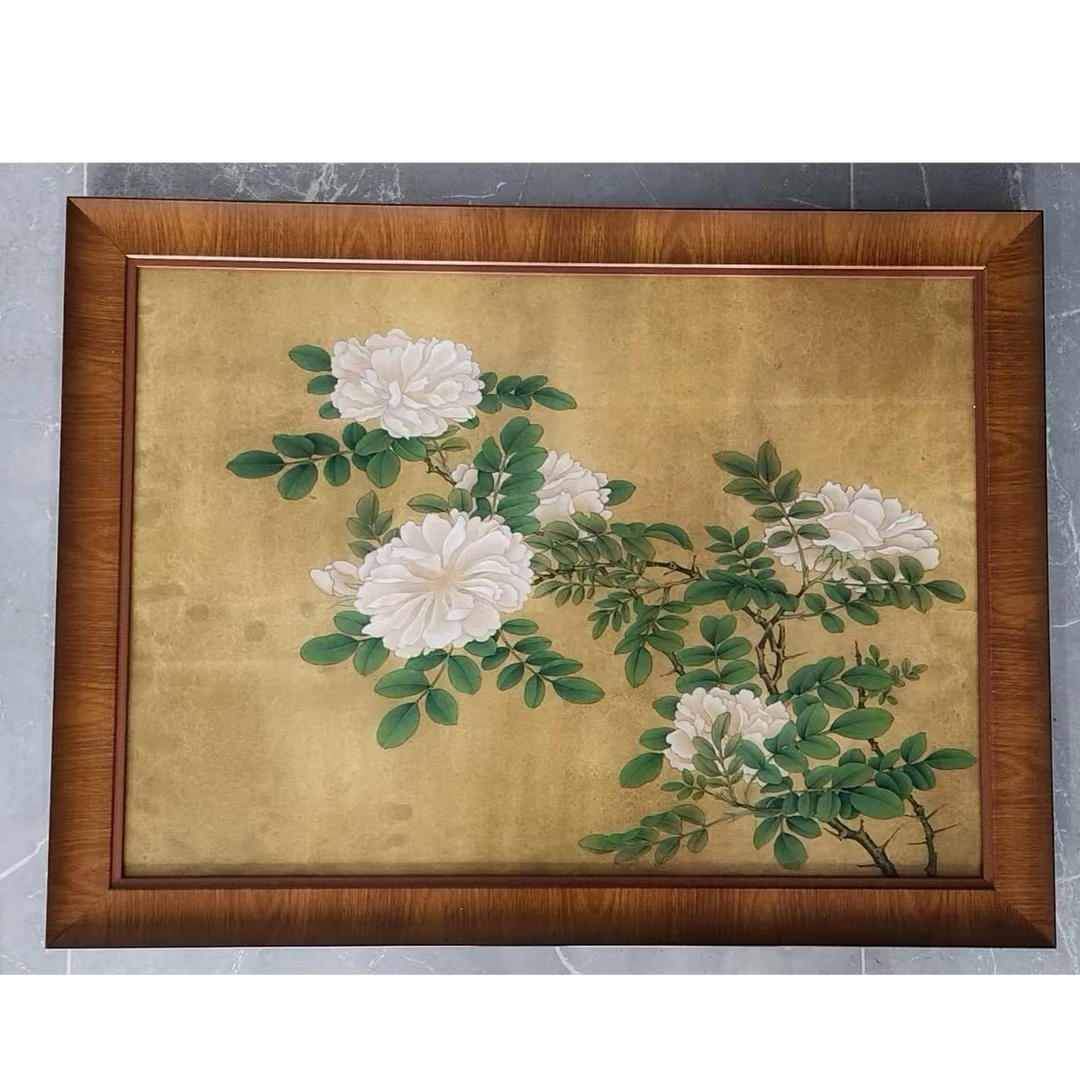 229中古风风牡丹花绘复古中式客厅茶室书房装饰挂画装饰画玄关