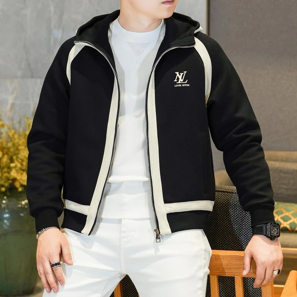 2025秋冬新款男士潮流连帽夹克外套时尚百搭休闲连帽新款上衣帅气