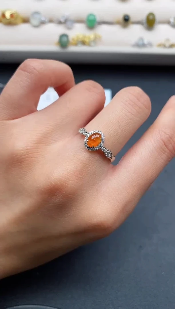 银S925镶嵌戒指翡翠4444444+5