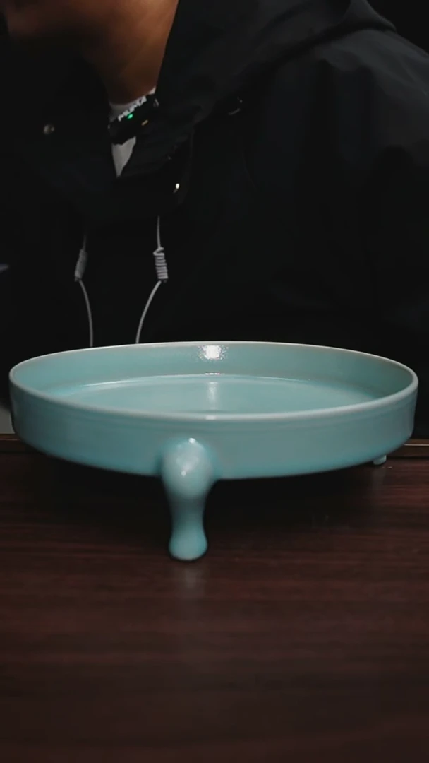 杯仿古釉天青色三只笔洗