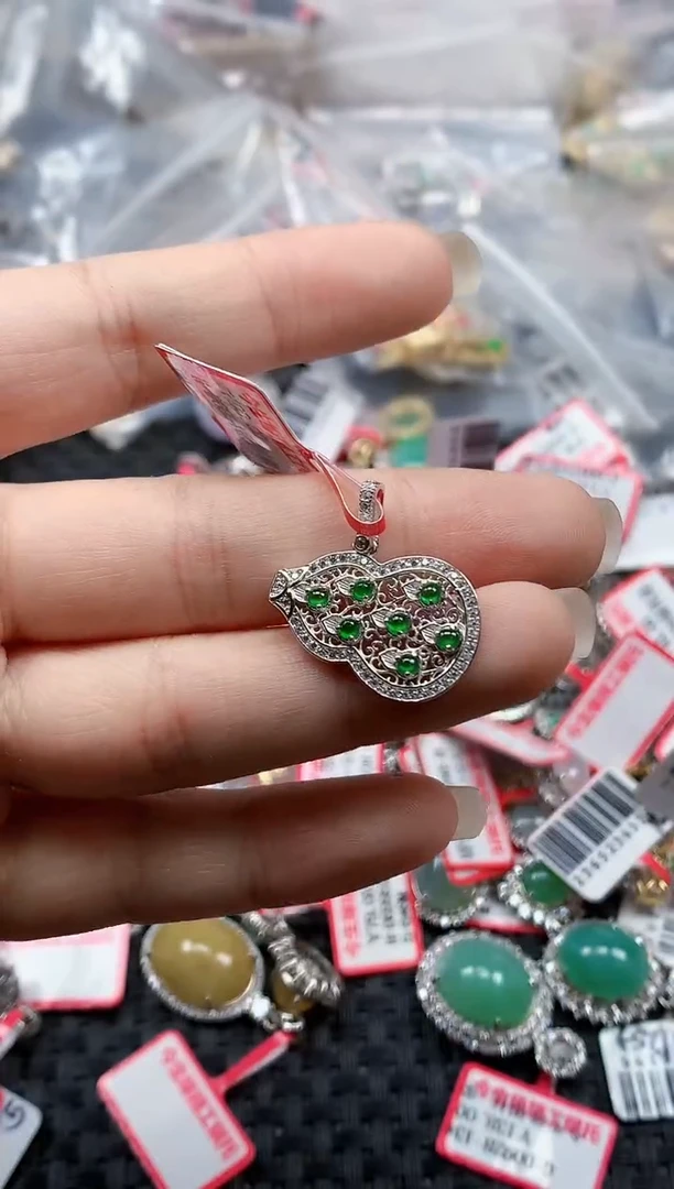 银S925镶嵌戒指翡翠天然A货缅甸翡翠