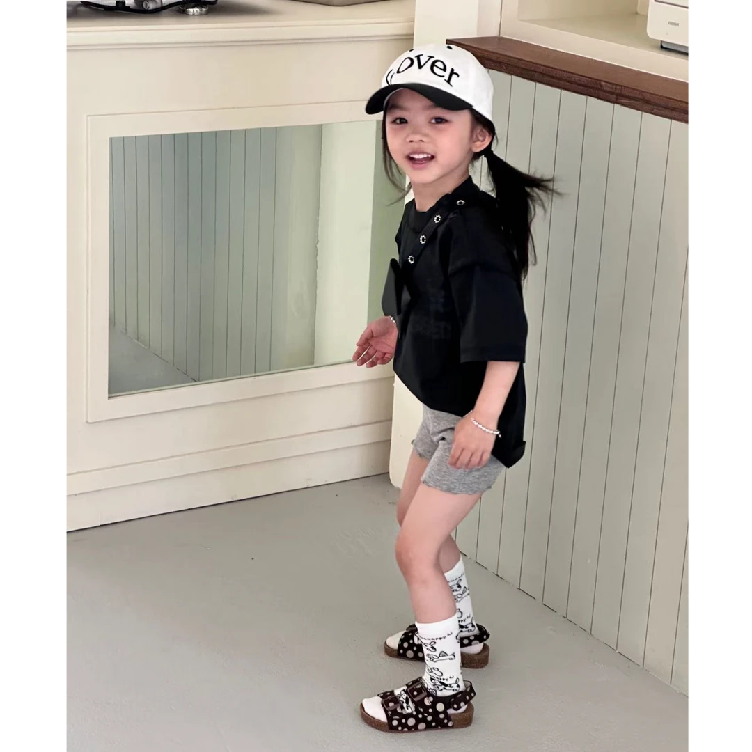 小思家女童套装2025夏季新款洋气时尚百搭圆领短袖上衣休闲短裤