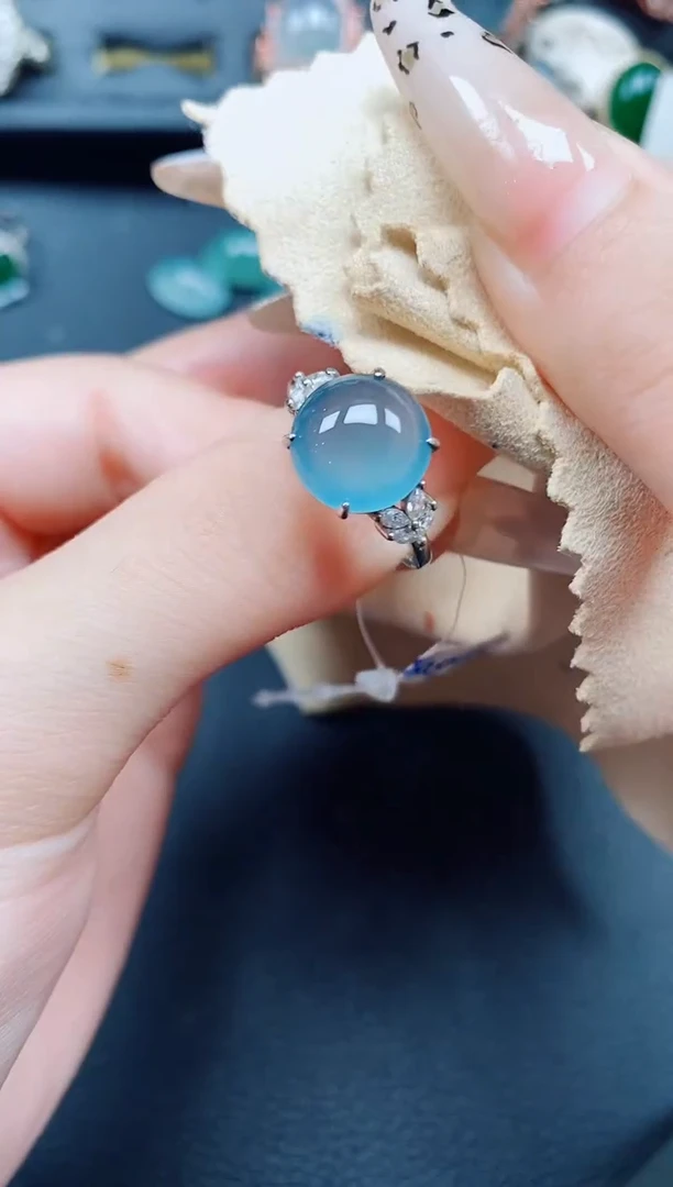 银S925镶嵌戒指翡翠翡翠