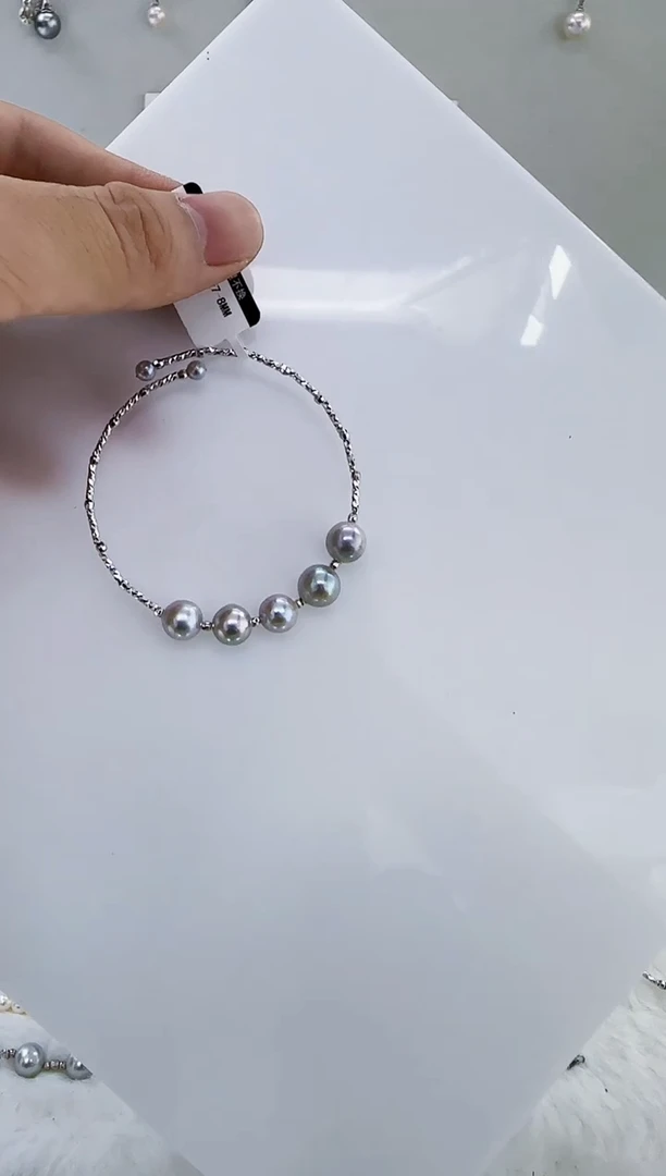 未镶嵌海水珍珠DA海水灰珠手镯 y132