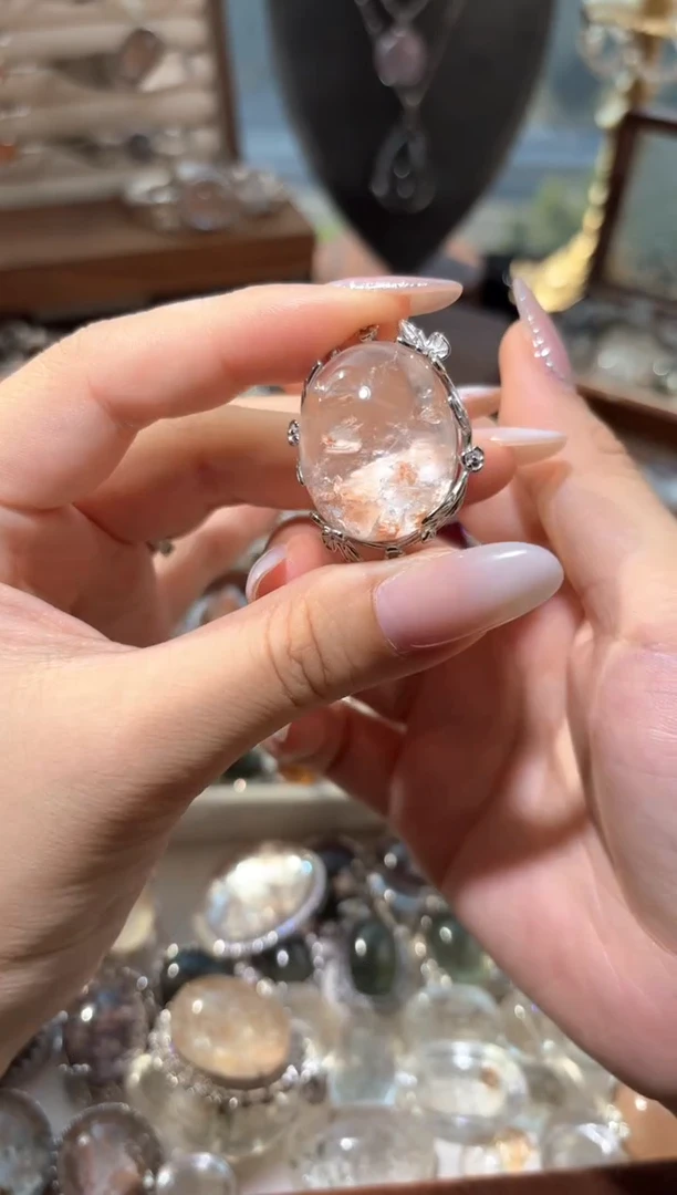 银S925镶嵌手链水晶欣****o粉特殊矿