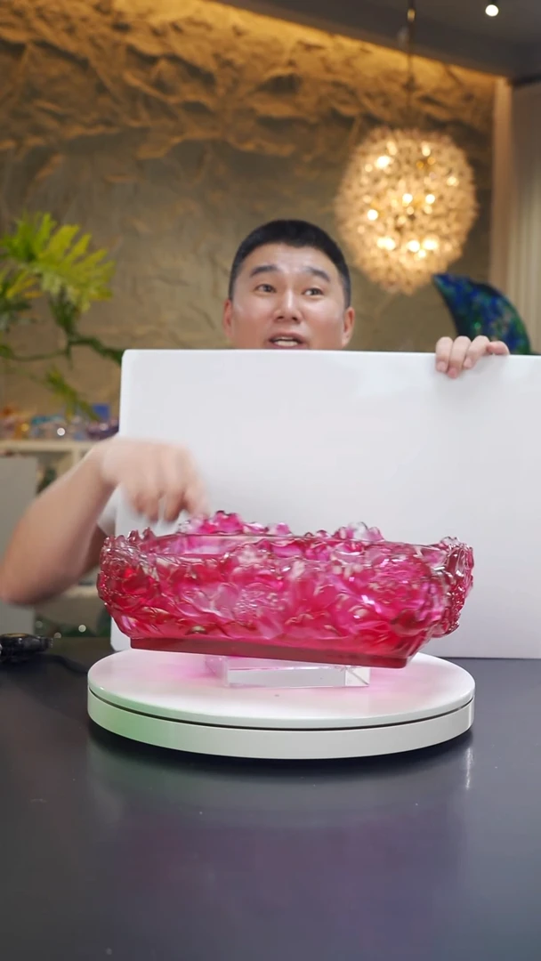 琉璃金红牡丹设计款果盘