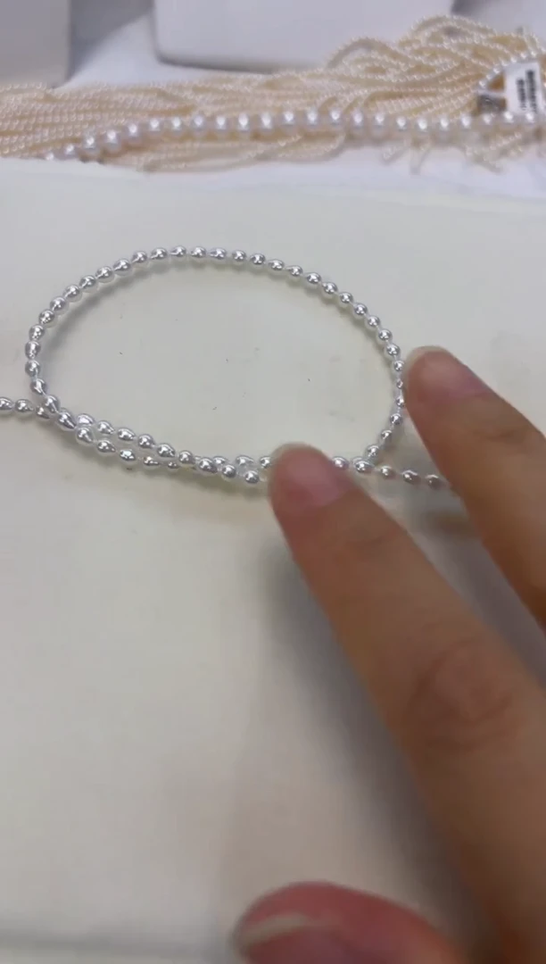 淡水珍珠银S925镶嵌颈饰随机发一条3.5-4MM米珠