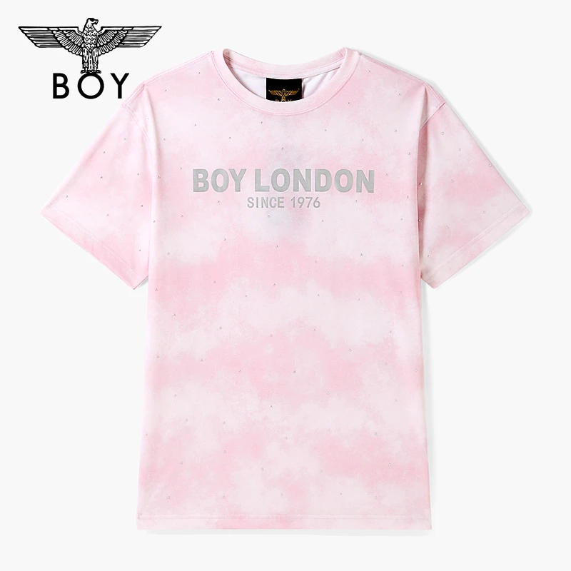 BOYLONDON25新款春夏情侣款多巴胺晕染潮牌休闲针织短袖T恤N01044