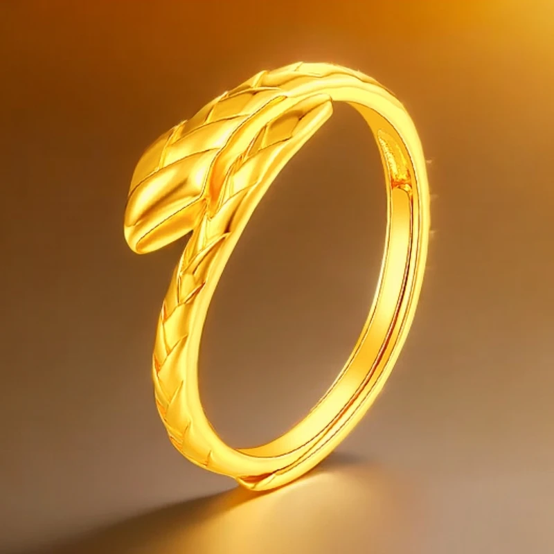 梦金园蛇年新品5G足金男女戒指时尚黄金指环旗舰店正品