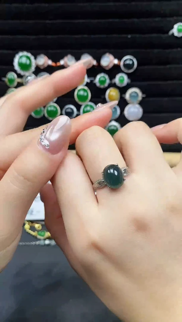 银S925镶嵌戒指翡翠111