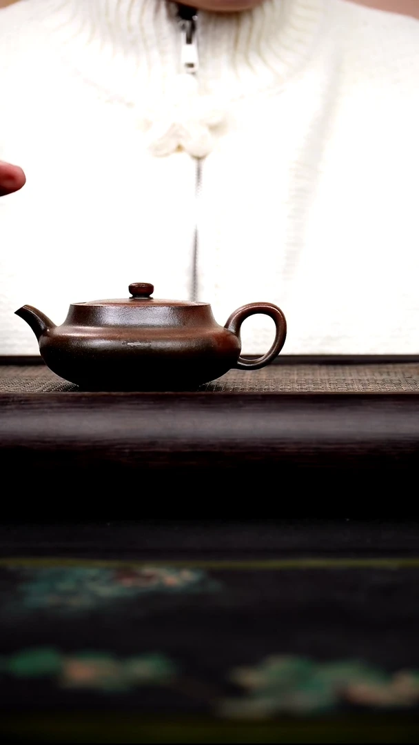 茶壶紫砂桑盘 柴烧 紫泥