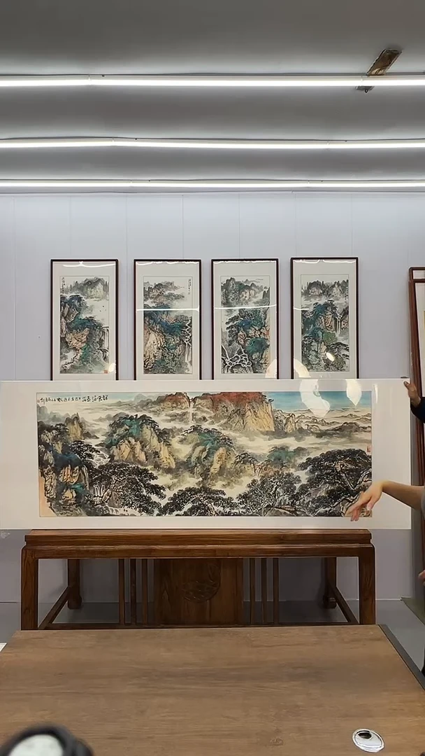 国画隗寿群 220*80 祥云涌泰岱