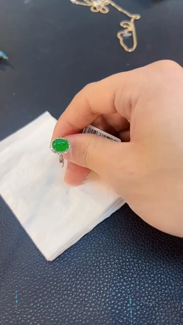 翡翠戒指18K金镶嵌缅料A货/支持复检/一件