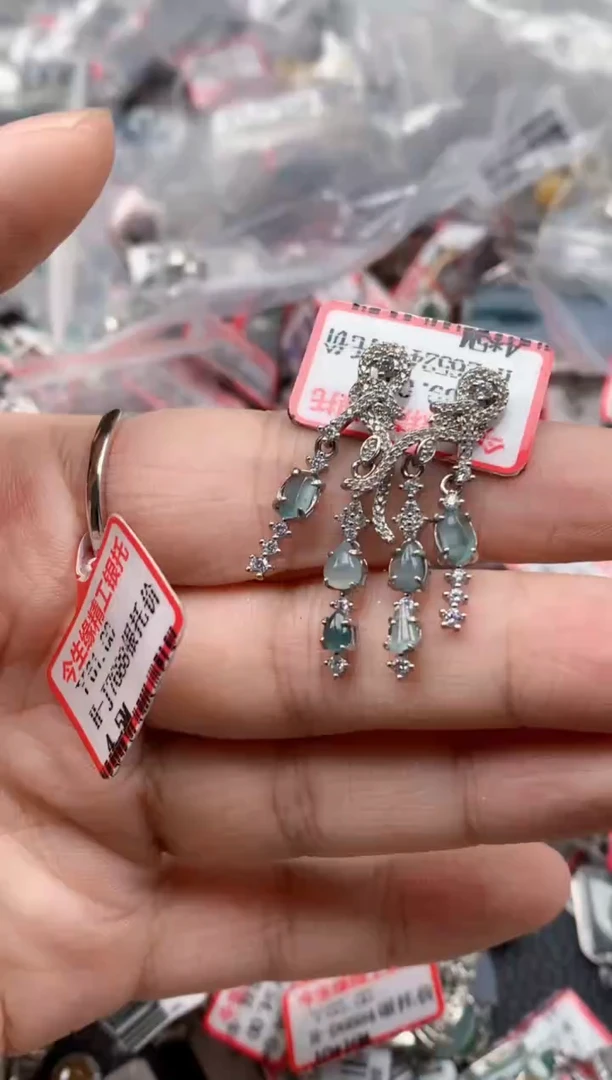 银S925镶嵌戒指翡翠天然A货缅甸翡翠